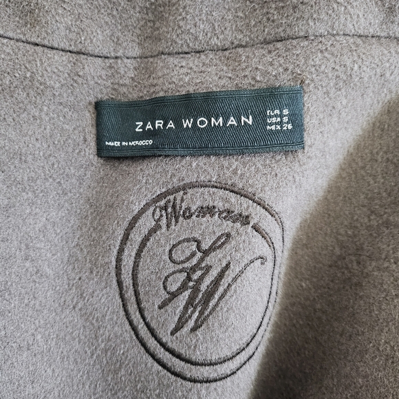 Zara Wool Angora Blend Midi Trench Coat Brown Mauve SZ Small - Picture 6 of 11